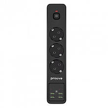 Мережевий фільтр Proove Power Socket P-03 (3 розетки + 4 USB + 2 Type-C) 2М (black)