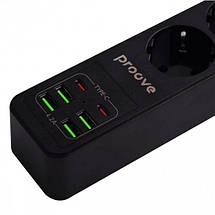 Мережевий фільтр Proove Power Socket P-03 (3 розетки + 4 USB + 2 Type-C) 2М (black), фото 2