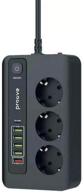 Мережевий фільтр Proove Power Socket PD-03 (3 розетки + 5 USB + 1 Type-C 20W) 2М (black)