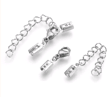 Концевики з карабіном і подовжувачем 2 шт. неіржавка сталь колір платину УТ100017239