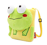 Детская сумка зеленая через плечо сумочка мини "Лягушка" велюр кросс боди для малышей сумка для телефона