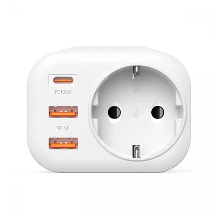 Багатофункціональна розетка Proove Multifunctional Socket PD-01 EU 1AC (1 Type-C 20W + 2 USB) (white), фото 2