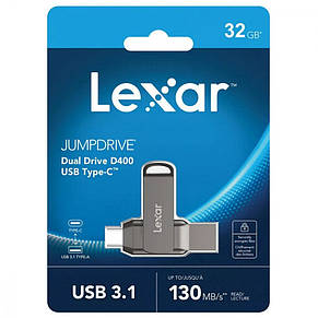 Накопичувач OTG LEXAR JumpDrive D400 USB to Type-C (USB 3.1) 32GB, фото 1