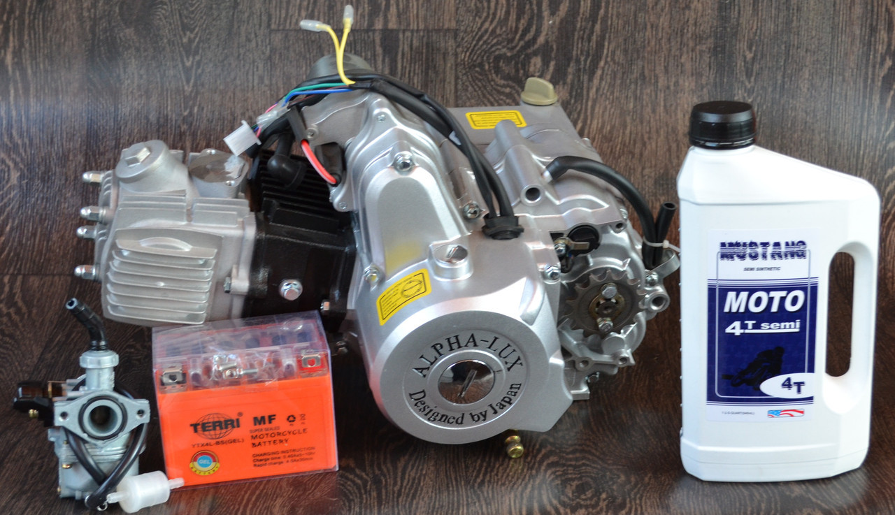 Двигун на мопед Альфа; Дельта 110 куб, механіка + ПОДАРУНОК олива й акумулятор + карбюратор