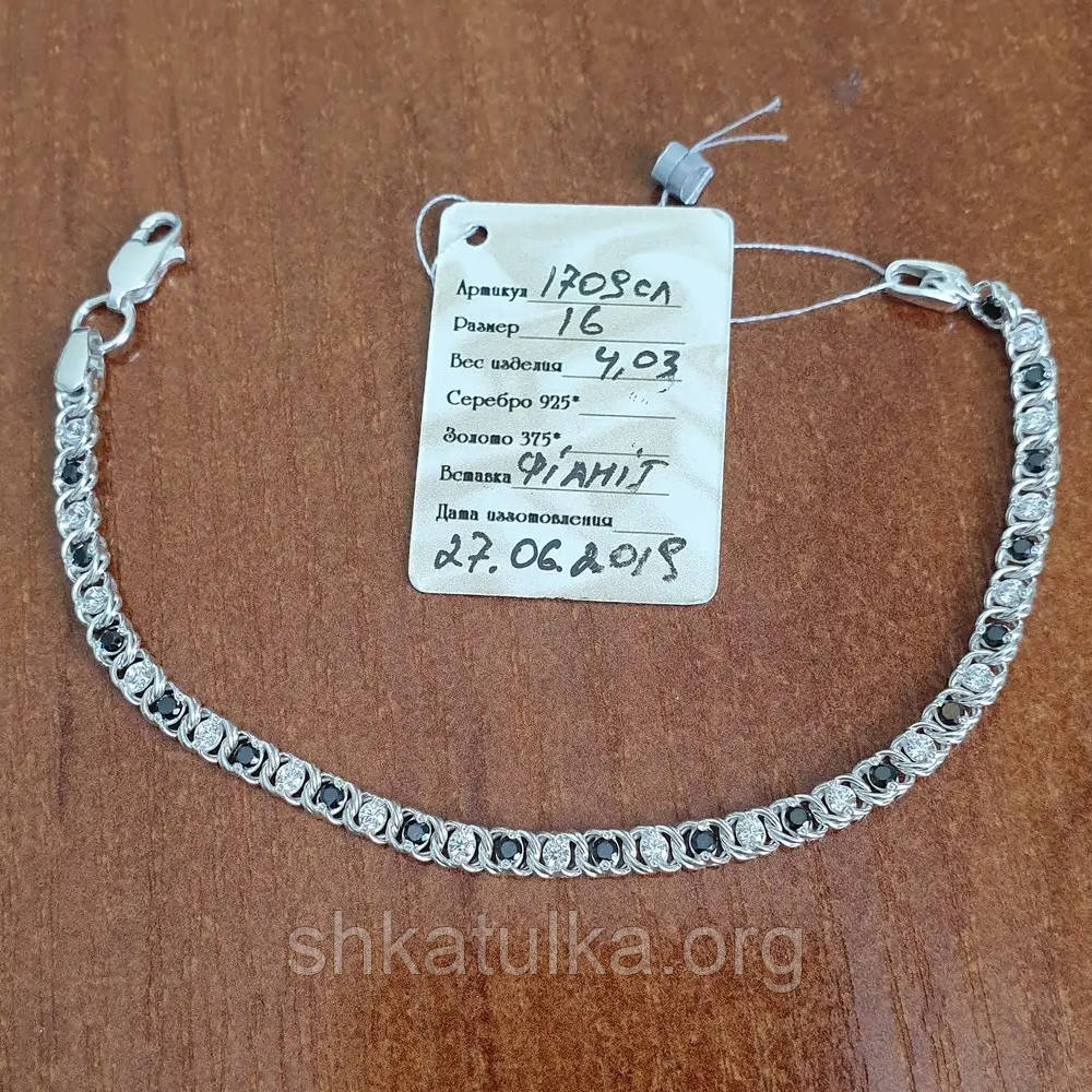 Браслет ''Арабський бісмарк'' з чорними і білими каменями, супер легкий