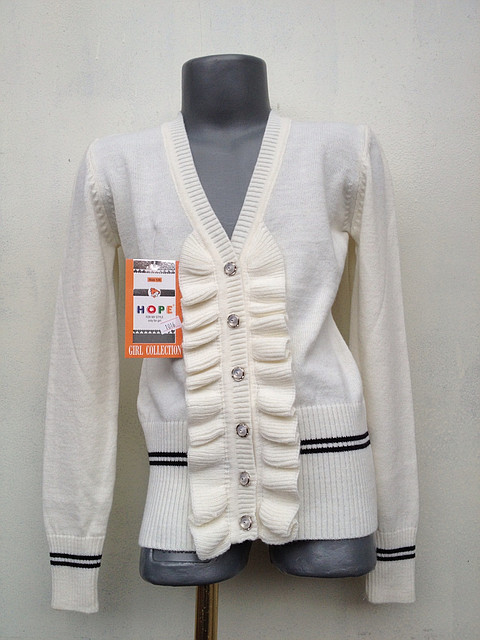 Ошатний білий кардиган для дівчаток 128,140,152,164 зросту Рюшка, фото 1