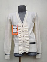 Ошатний білий кардиган для дівчаток 128,140,152,164 зросту Рюшка