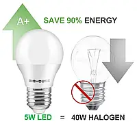 "Эффективное и Экономичное Освещение: Светодиодные Лампы E27, 5 Вт, 6 Штук - Теплый Белый Свет