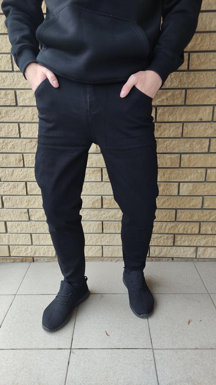 Зимние мужские джинсы на легком флисе стрейчевые LANLANIEE - фото 6 - id-p2035898948