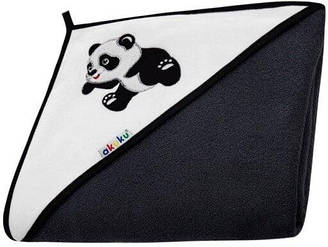 Рушник з капюшоном Akuku A1251 Панда, чорний 100x100 см