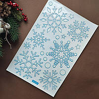 Снежинки с блестками многоразовые статические наклейки 17шт/лист