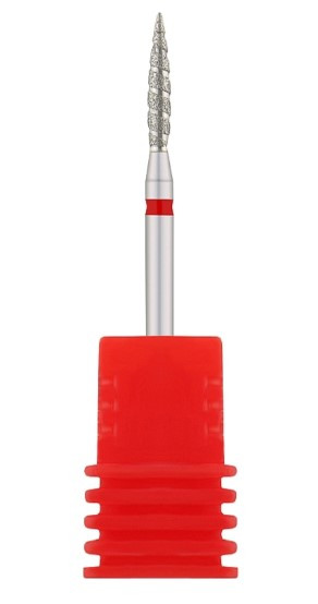 Фреза алмазна Nail Drill "Полум'я" 243 021LXR 2.1 мм торнадо червона