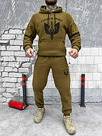 Тактический зимний флисовый костюм койот З БОГОМ ЗА УКРАИНУ, спортивный мужской костюм койот для военных