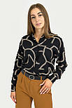 Жіноча сорочка з принтом Finn Flare FBC11056-101 чорна S, фото 2