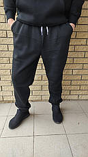 Зимові спортивні штани утеплені на флісі трикотажні великих розмірів із широкою штаниною NN, фото 5