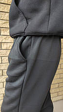 Зимові спортивні штани утеплені на флісі трикотажні великих розмірів із широкою штаниною NN, фото 4