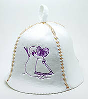Банная шапка Luxyart Девочка и снеговик искусственный войлок Белая (LA-72590)