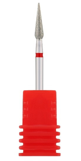Фреза алмазна Nail Drill "Почка заокруглена, довга" 266 030R діаметр 3 мм, червона
