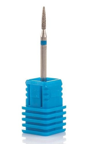 Фреза алмазна Nail Drill "Циліндр, стрільчастий кінець" 249 018B діаметр 1,8 мм, синя