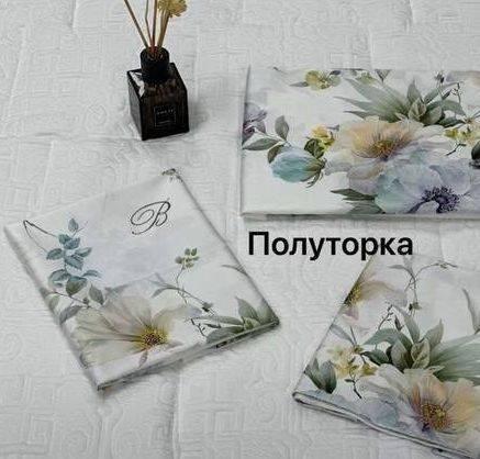 Комплект постільної білизни 150*210 білий із зеленим Blumarine 23107