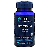 Витамин D3, Vitamin D3, Life Extension, 25 мкг (1000 МЕ), 250 гелевых капсул