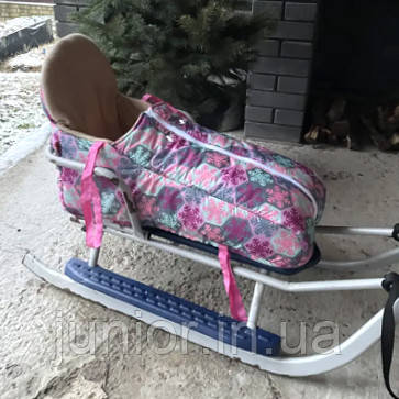 Зимовий конверт у санки з високою спинкою "Smaile" на флісі, фото 1