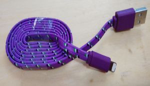 USB Кабель 8 pin фіолетовий тканина Iphone 5 6 1М