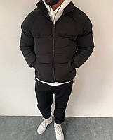 Мужская теплая куртка, 46-48,50-52, черный, графит, хаки, матовая плащовка Канада + синтепон 250.
