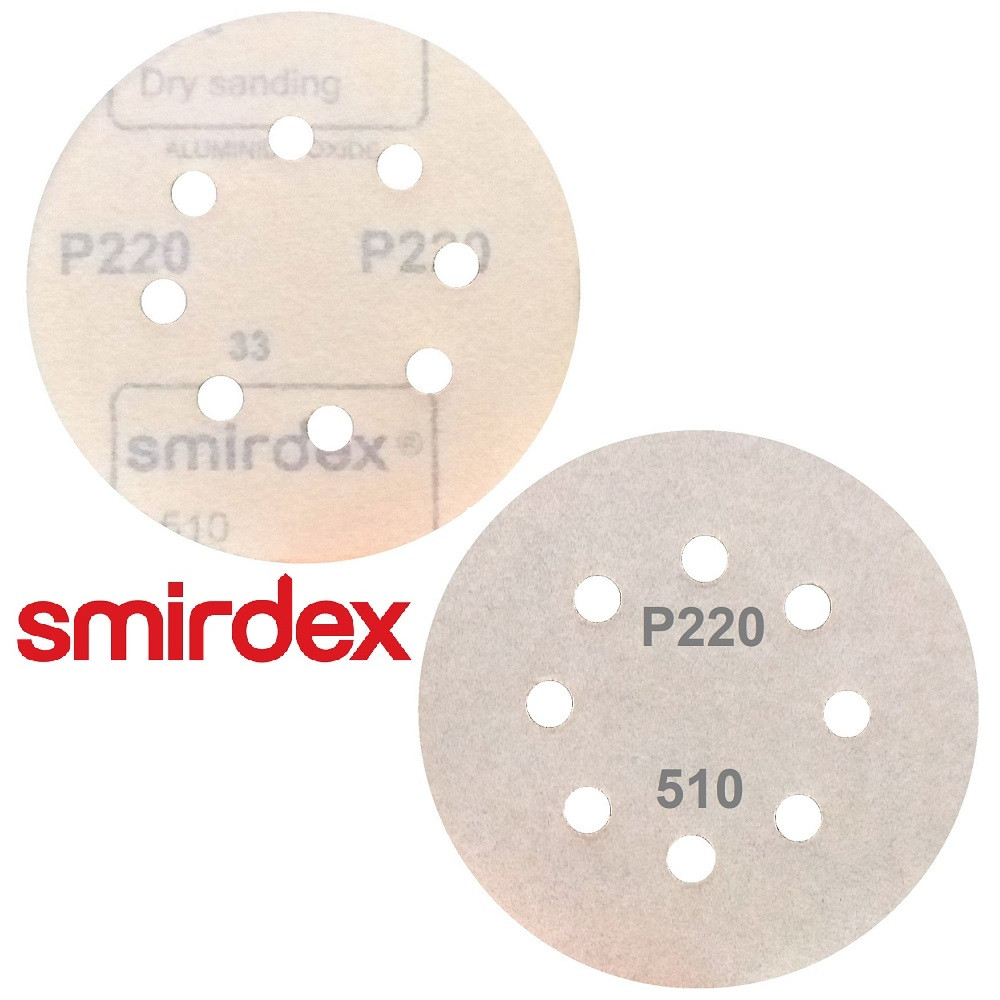 Абразивний диск P220 d125мм на папері з липучкою Velcro Smirdex 510 1шт.