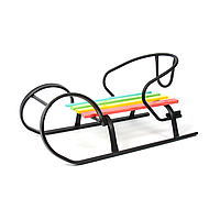 Санки “Снігур міні” чорні + спинка + кольорова планка