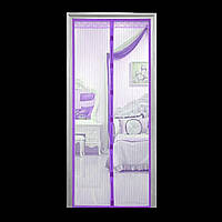 Сетка москитная дверная на магнитах + липучка 100х210 см однотонная полоса цвет Сиреневый