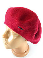 Бере жіночий вовняний в'язаний Об'ємні шапка-берет зимовий теплий Берет на флісі модний стильний Червоний