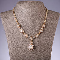 Кольє з кристалами колір "шампань" L-42-50см купити біжутерію дешево оптом в інтернеті