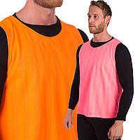 Манишка для футбола двусторонняя мужская цельная сетка SP-Sport CO-0791 Оранжевый-Розовый