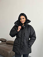 Женская теплая курточка, на молнии, с высоким горлом, черная
