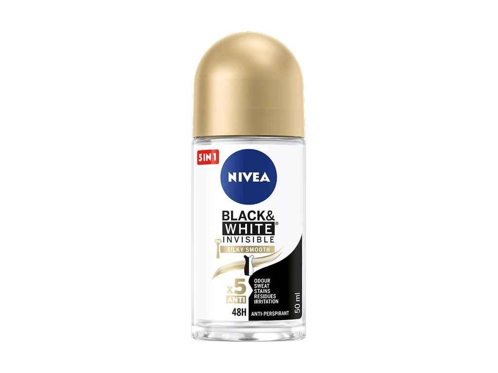 Антиперспірант роликовий 50мл Чорне та Біле Невидимий Гладкий Шовк ТМ NIVEA, фото 1
