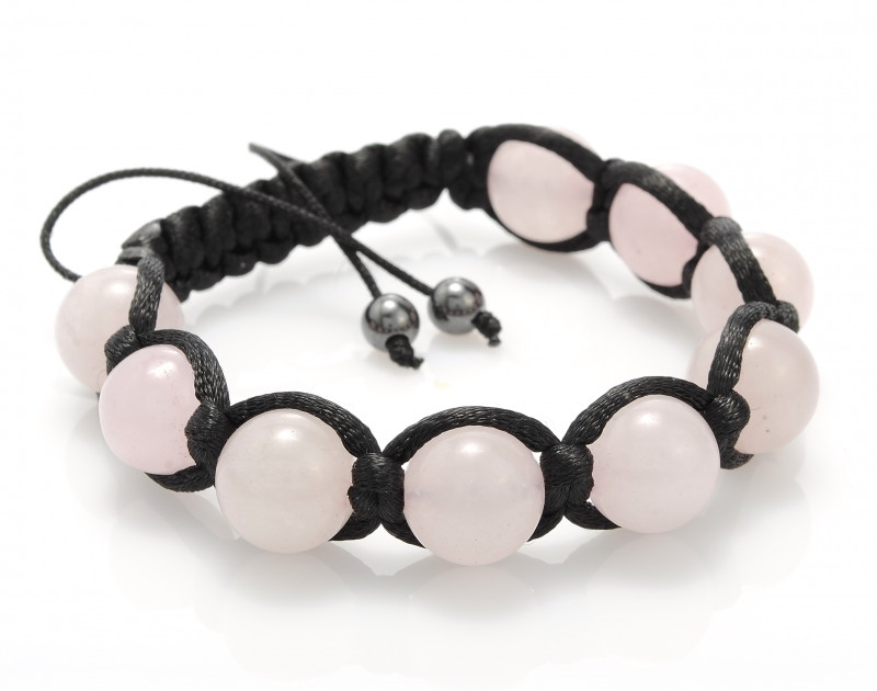 Браслет з натурального каменю Кварц рожевий shamballa