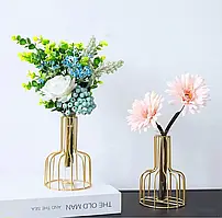 Декоративна настільна ваза з колбою золота