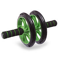 Колесо для пресса (ролик для пресса) двойное SP-Sport FI-1775 d-20см Черный-зеленый