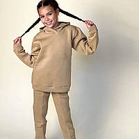 Детский спортивный костюм утепленный флисом для девочки 128-158см Кофе-светлый