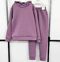 Детский костюм утепленный флисом для девочки 140-158см Розовый. Спортивный костюм