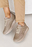 Жіночі кросівки шкіряні зимові бежеві Leader Style 3464 хутро, Розмір: 36, 37, 38, 39, 40, 41