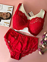 80/85/90F Красный кружевной комплект женского нижнего белья большие размеры