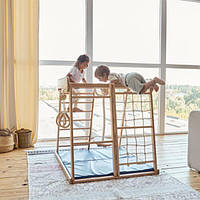 Скандинавський дитячий тренажер: мотузкова сітка, гімнастичні кільця, дитяча гойдалка, ігровий килимок