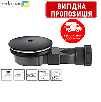 Сифон для душевого поддона тонкий R400 BLACK 90 диаметр, высота 4 см, черный Radaway