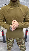 Тактическая флисовая кофта c гербом койот Армейский военный флисовый убакс койот