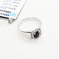 Серебряное кольцо с фианитами Перстень серебро Мужские кольца Кольцо женское с черным камнем Кольцо унисекс
