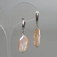 Сережки барочні Перли з відтінком бензин d-14х22мм + - L-42мм + - англійський замок купити біжутерію дешево оптом в інтернеті