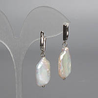 Сережки барочні Перли з відтінком бензин d-14,5х23мм + - L-40мм + - англійський замок купити біжутерію дешево оптом в інтернеті