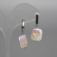 Сережки барочні Перли з відтінком бензин d-13х15мм + - L-33мм + - англійський замок купити біжутерію дешево оптом в інтернеті